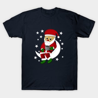 Santa Claus coffee on the moon T-Shirt